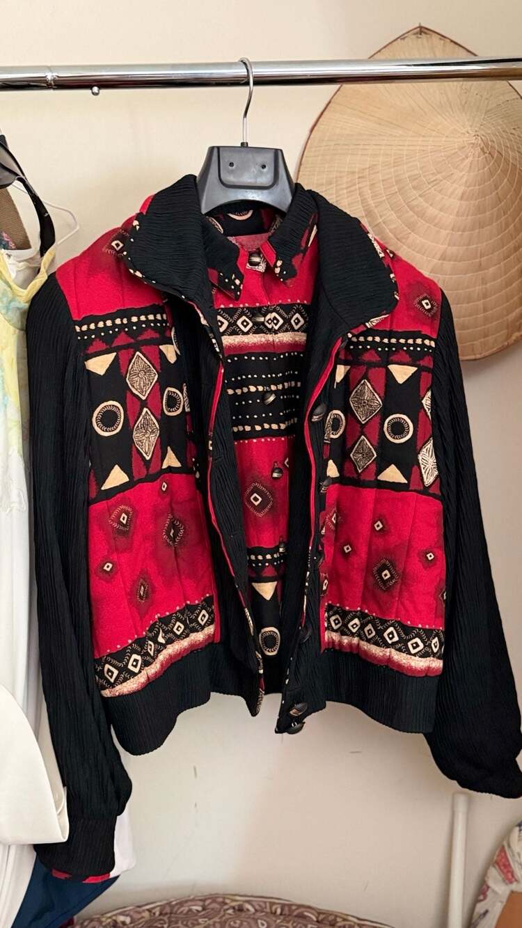 Ernesto Vintage Geometric Pattern Button-Up Jacket & Shirt Size 10